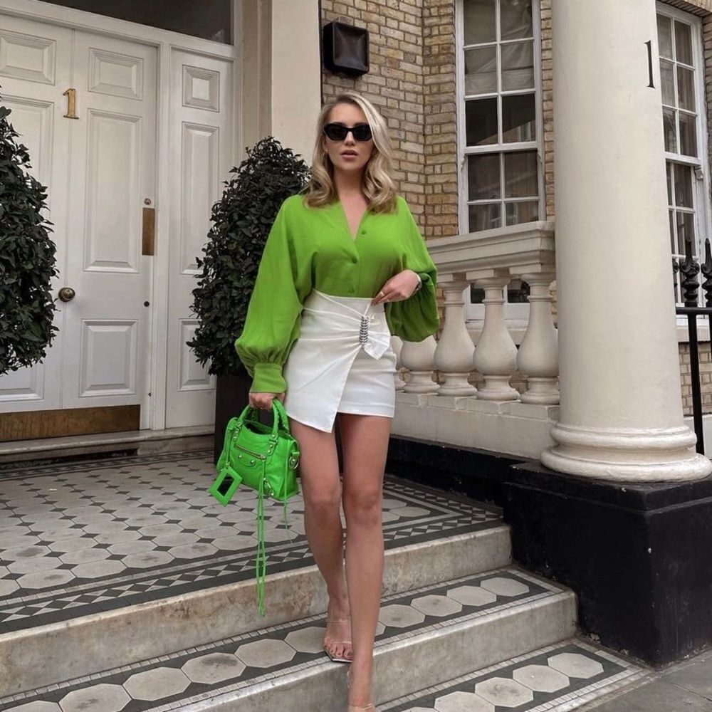 Zara Green Voluminous Blouse New - Picture 6 of 11